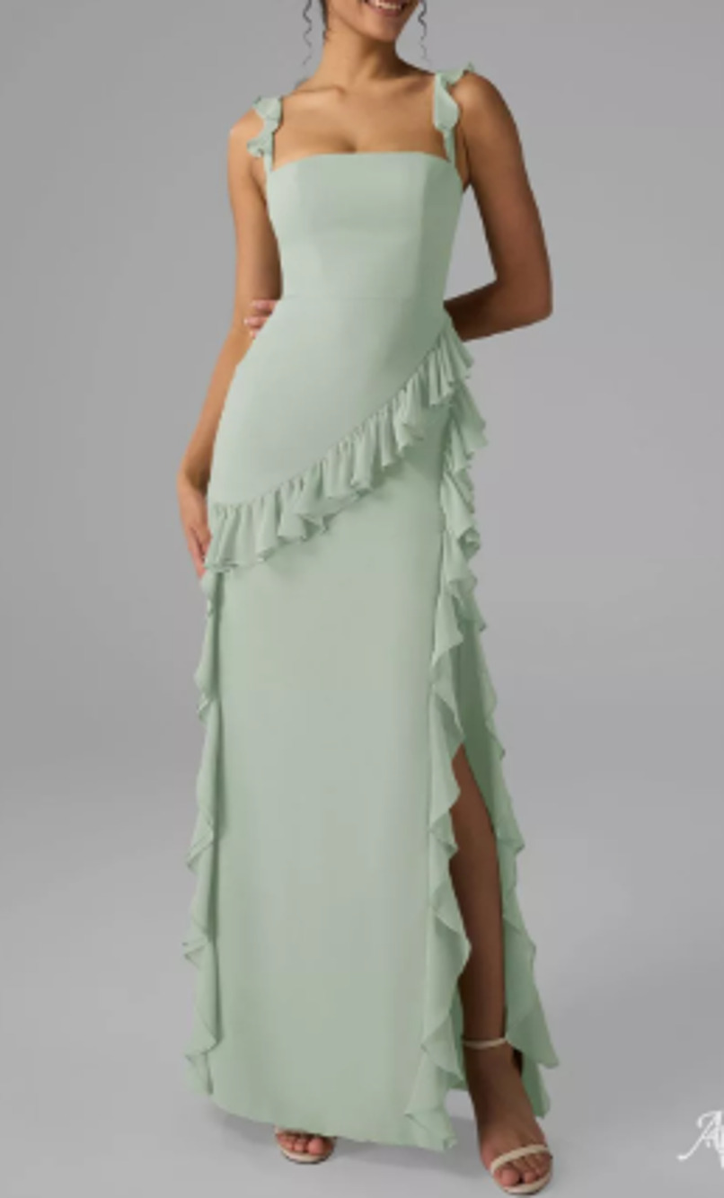 AW BRIDAL 6 S sage green chiffon Jaydon wedding formal party maxi dress 0B6